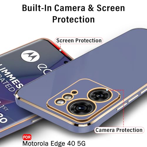 Image of TheGiftKart Luxurious Golden-Plated Back Cover Case for Motorola Moto Edge 40 5G | Raised Lips for Camera & Screen Protection | Shockproof Design | Stylish Back Cover for Moto Edge 40 (TPU, Grey Blue)