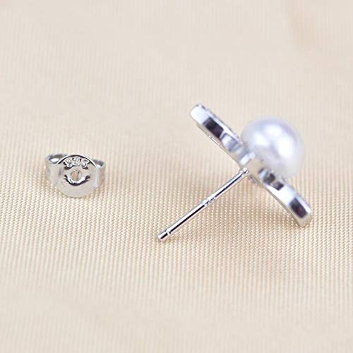 Boucles d'oreilles en perles anti-irritation en argent 925 fleur d'eau douce - 5