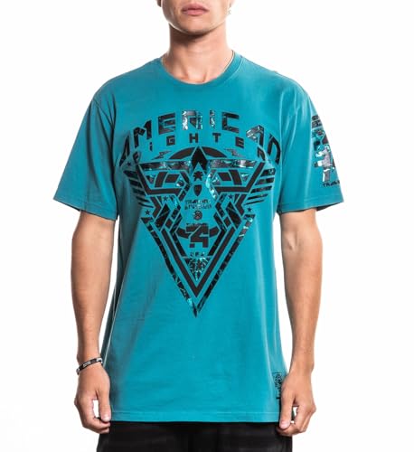 American Fighter Men's T-Shirt, Graphic Print, Short Sleeve (US, Alpha, X-Large, Regular, Regular, Seafoam (Cool Springs))