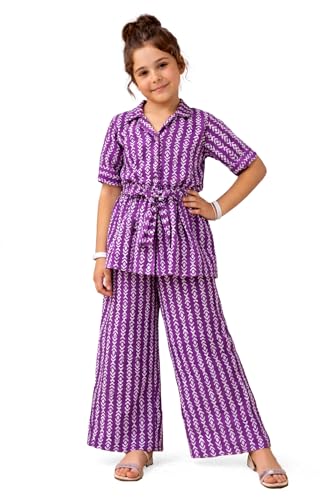 Image of Fashion Dream Girl's Cotton Blend Printed Co-ord Set|Clothing Set|Combo Set|Casual Wear|Coordinate Outfit for Girls|Two-Piece Set