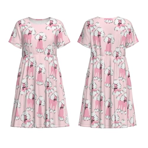Robe d'été caniche doodle pour femme à manches courtes et coupe décontractée