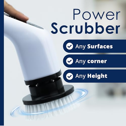 Image of DOSCHAMOSENMS Electric Spin Scrubber - 7 in-1 Waterproof Scrub Brushes for Floor Cleaning 2 Speeds Cordless Shower Scrubber with Long Handle