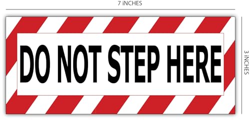 safety warning sign decal sticker do not step here 7 x 3 inches red and black striped border 2-pack