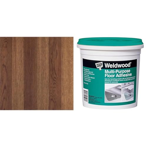 Nexus 12-Inch Vinyl Floor Tiles, 20 Tiles, Wood Oak Plank, Self Adhesive, Peel & Stick - for Kitchen, Bathroom, Bedroom Floors by Achim Home Decor & DAP 00141 Multi-Purpose Floor Adhesive, 1-Quart