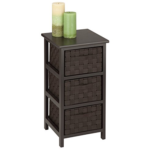 Honey-Can-Do 3-Drawer Natural Wood Frame Storage Organizer Chest, 12.01 by 24.80-Inch, Espresso Brown