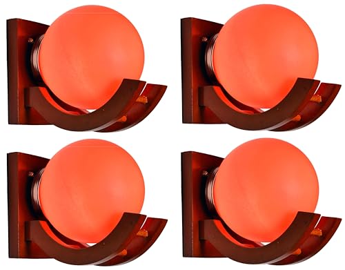 Image of Traditional Indoor Wall Light Wall Lamp Wood Light for Home Decoration,Living Room,Indoor Outdoor (Brown) Globe Shape Wooden 5 to 80 Watts E27 Holder(Bulb not Included) Pack of 4