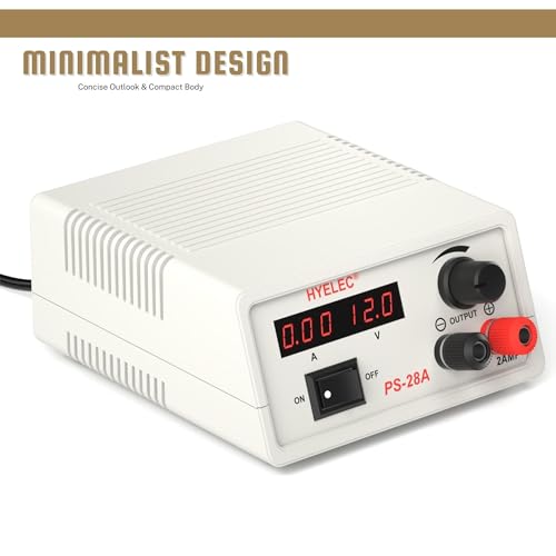Image of Adjustable DC Power Supply, Variable Output 12V 9V 7.5V 6V 4.5V 3V / Max 2A, PS-28A Benchtop Power Supply, Dual LCD Display, Fuse Protection, No Noise