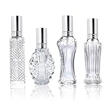 H&D Vintage Refillable Perfume Bottles Glass Empty Spray Bottle Wedding Gifts Car Decor Set of 4