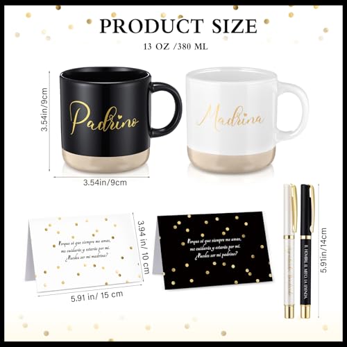 Set de 6 Mugs de Cerámica para Padrinos con Bolígrafo y Tarjetas miniatura 2
