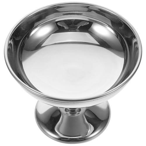ARTSEWPLY Copa de Postre Redonda de Acero Inoxidable con Base Elevada Diseño Vintage para Servir Helados Pudin y Frutas Taza Versátil para Aperitivos y Ensaladas