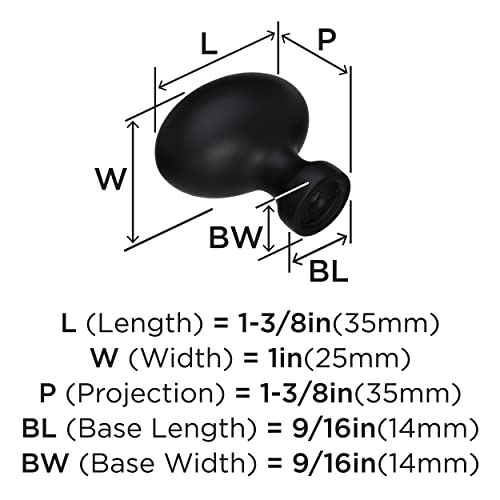 Amerock | Cabinet Knob | Matte Black | 1-3/8 inch (35 mm) Length | Vaile | 10 Pack | Drawer Knob | Cabinet Hardware by Amerock - Used condition - US$11.25