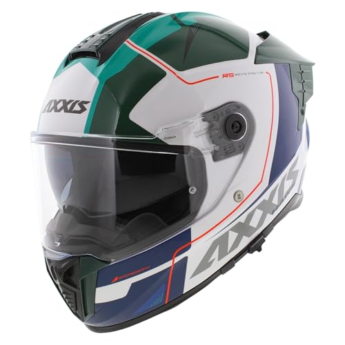 Casque intégral Axxis Hawk SV Evo Spear A6 brillant vert blanc bleu de moto route