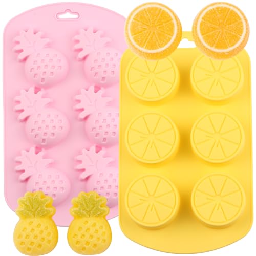 YIMINGMOLD 6 Cavity Lemon Pineapple Silicone Candy Molds Set Of 2