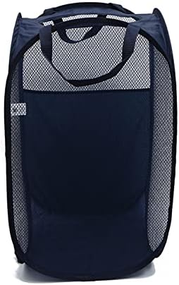 72L Large Waterproof Clothes Hamper Organizer Freestanding Laundry Collapsible Basket with Easy Carry Extended Handles for Laundry, Clothes,Towels, Toys (blue stripes), tiaowen