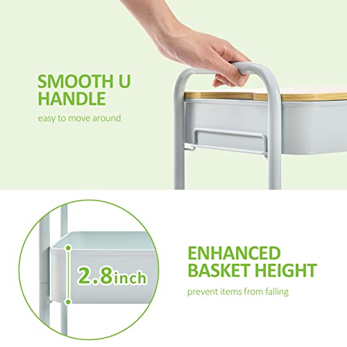 Toolf 3-Tier Rolling Cart, Metal Utility Cart With Detachable Tray Top, Storage Craft Art Cart Trolley Organizer Serving Cart Easy Assembly For Office, Bathroom, Kitchen, Kids' Room, Classroom #TOP4