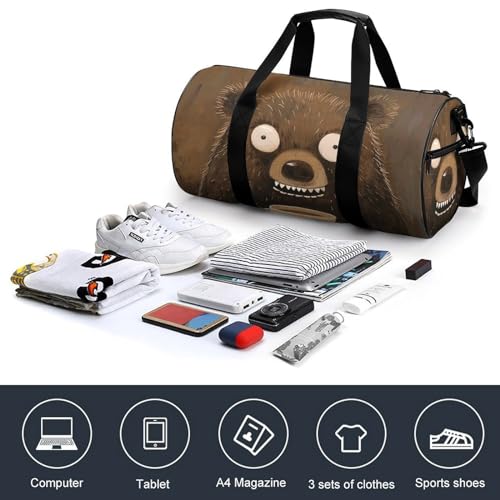 Travel Duffle Bag White Tooth And Bear Weekender Bags for Women Large Capacity Travel Overnight Bags Foldable Carry On Tote Bags Lightweight Sport Gym Bag For Travel/Gift4