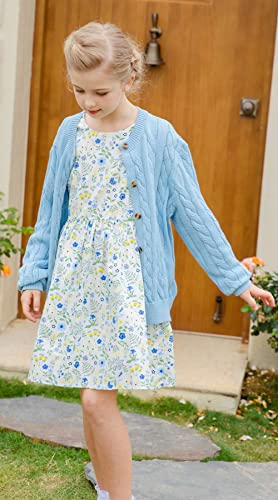 Smiling Pinker Little Girls Boys Cardigan Toddler Unisex Chunky Cable Knit Cotton Button Up Sweater(Light Blue,2-3Years) #TOP6