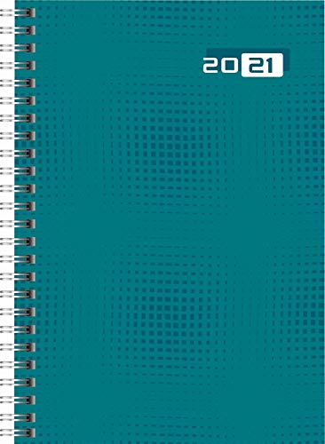 rido/idé 7021007041 Wochenkalender/Buchkalender 2021 Modell futura 2, Grafik-Einband, petrol