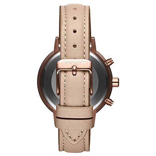 Image of MVMT Nova Qtz Multifunction White Round Dial Women's Watch|Nude Leather Material|Nude Color Band - D-FC01-RGNU