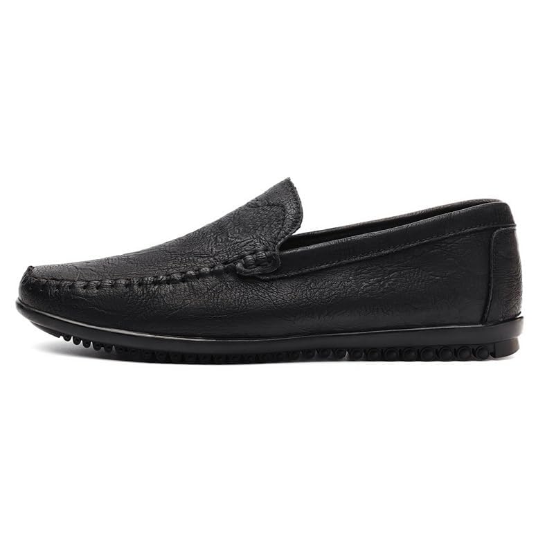 Men's Slip-On Leather Shoes, Driving Loafers, Casual Flats, Retro Style, Handmade, Breathable, Big Size4