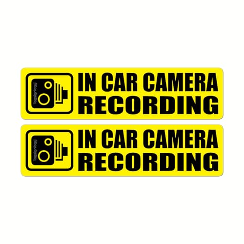 Image of (2 pcs) In Car Camera Recording Dash Cam on Board Safety Notes for Passenger & Driver UB LY Taxi Car Service Warning Sign UV Weatherproof Waterproof Vinyl Stickers (Yellow)