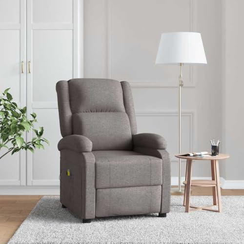 sephironlbb Ohrensessel mit Massagefunktion Taupe Stoff, Relaxsessel mit Liegefunktion, Fernsehsessel 6-Punkt-Vibration, 70x93x98cm, max. 110 kg Belastbarkeit
