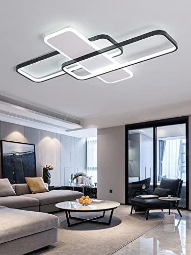 Gorssen Lámpara de techo lámpara de techo LED regulable 72W lámpara de sala de estar negra lámpara de dormitorio moderna lámpara de mesa de comedor lámpara de oficina lámpara de pasillo Cover