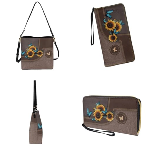 Bucket Crossbody Bag Set for Women Lady, Leather Purse and Wallet Set Large Bucket Bag with Wallet4