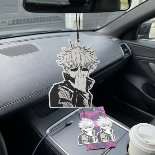 Image of PumpCar 2 pieces Gojo Satoru double-sided hanging Japanese anime vanilla-scented car air freshener Cool anime hanging for rearview mirror Car Interior Accessories Gifts Anime Manga Fans Sorcerer Truck