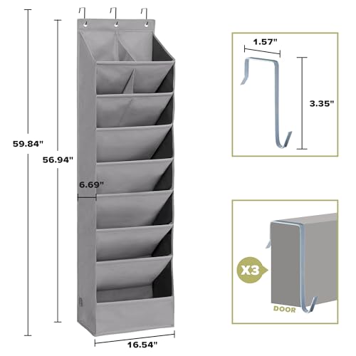 STORAGEIDEAS Over Door Organizer with 10 Extra Large Pockets, 23 Pairs Shoes Large Capacity Hanging Storage Organizer for Shoes, Diapers, Dark Grey, 8 Layers, 2-Pack by STORAGEIDEAS - Used condition - Image 2