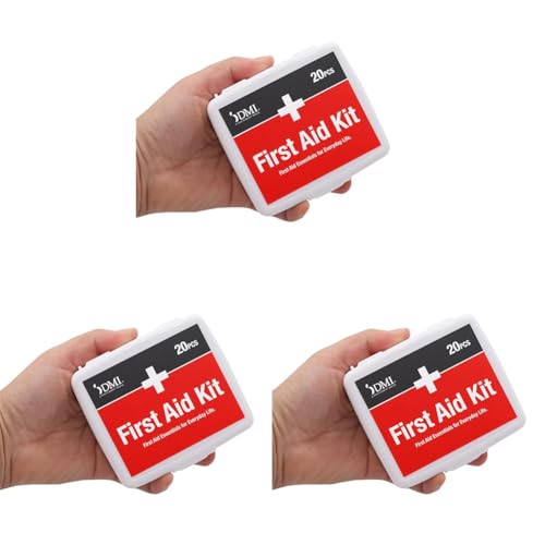 Image of DMI First-Aid Kit, Mini 20-Piece Kit, Small and Compact All-Purpose Use for Minor Cuts and Scrapes, Durable Water-Resistant Case, Convenient and Portable, White (Pack of 3)