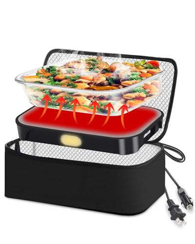 Dosevita Portable Oven,Electric Lunch Box Food Heater,12V/24V/110-230V 3-in-1 Car Food Warmer - Mini Personal Microwave Heated Lunch Box Warmer for Car,Truck,Travel, Office/Home Use