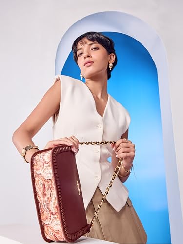 Image of ZOUK Small Shoulder Bag Bag for Women | Stylish Vegan Leather Shoulder Bag with Gold Chain Handle | Water-Resistant | Chic & Handcrafted Purse |
