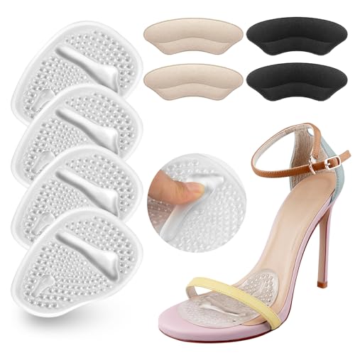 Image of SIIHEA Metatarsal Pads Ball of Foot Cushions, Heel Inserts for Women, Foot Pain High Heel Comfort Shoe Filler, Heel Pads Grips for Shoe Too Big, Loose Shoes, Blisters (Clear)