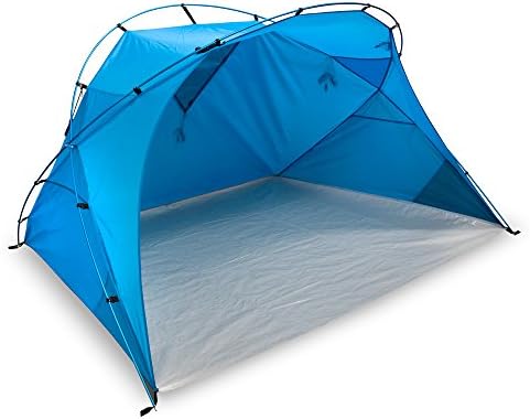 outdoorer große Strandmuschel Santorin Alu Air mit Fix up System - XXL Strandzelt mit UV 80 Sonnenschutz, Windschutz am Strand, kleines Packmaß für Reisen, leichtes Sonnenzelt mit