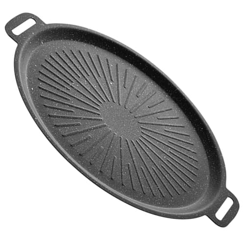 SOLUSTRE Parrilla para Barbacoa de 30 Cm, Sartén para Asar al Aire Libre de Hierro Recubrimiento Antiadherente de Piedra de Maifan, Adecuado para Camping y Cocina Doméstica
