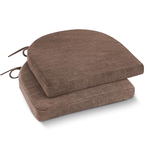 Image of IPYNBAP Chair Cushions for Dining Chairs, Kitchen Chair Cushions, 16'' x 16'' x 2'', Non Slip Indoor Seat Cushions, Chair Pads for Dining Chairs with Ties & Removable Cover, Set of 2, Brown