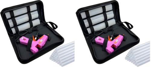 Image of Liumai Hot Glue Gun Kit with 30pcs Glue Sticks, Mini Hot Melt Glue Gun with Carrying Case for Crafts, School DIY Arts, and Home Repair (30Watts, Pink) (Pack of 2)