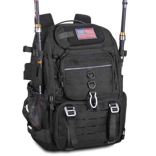 Bagenerous 39L Fishing Tackle Backpack with Rod Holders & Cooler,Water-resistant Fishing Gear...