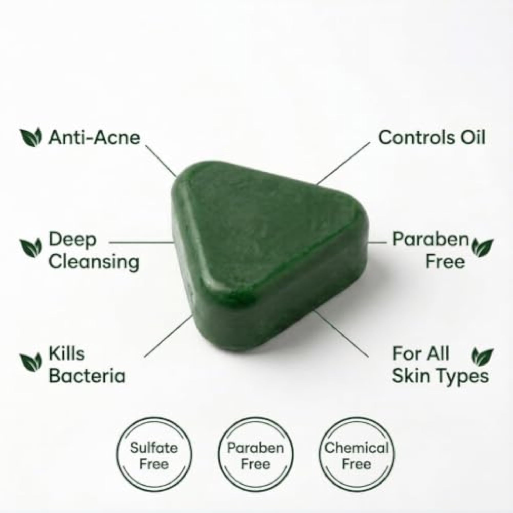 Nature Seven Herbal Soap Bar, Green Triangle Shape Pack of 3