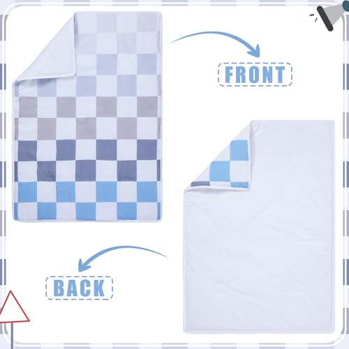 Image of SmoothNovelty 5 Pcs Cars Theme Baby Crib Bedding Set Include Checkered Crib Sheets Bed Skirt Comforter Pad Cover Wall Stickers for Boys Transportation Nursery Room Decoration