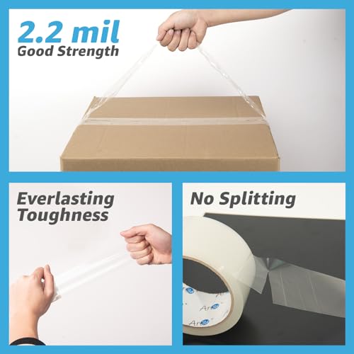 image for Art3d 12 Rolls Packing Tape - Clear Carton Sealing Tape Heavy Duty, 1.