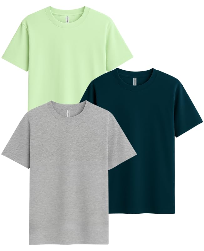 Image of Sleepynuts Women's S to 3XL Premium Half Sleeve Round Neck Plain Combed Cotton Tshirt Pack of 3 Loose Fit T-Shirts Combo