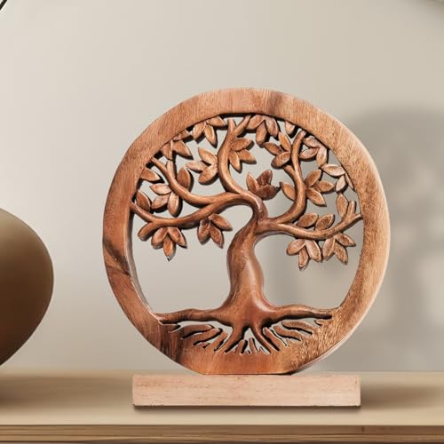 Decozen Solid Wood Tree of Life Sculpture - Home Decor, Living Room, Boho, Shelf, Coffee Table,...