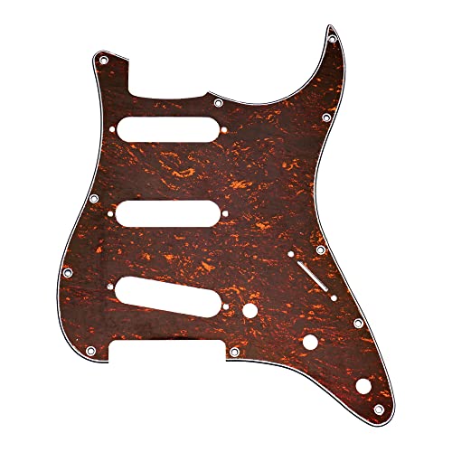 Image of Musiclily SSS 11 Hole Strat Guitar Pickguard for Fender USA /Mexican Made Standard Stratocaster Modern Style, 4Ply Red Tortoise