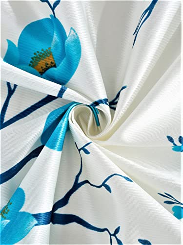 Image of Fashion String 2 Piece 3D Tulips Eyelet Polyester Long Door Curtains - 9 Feet, Aqua
