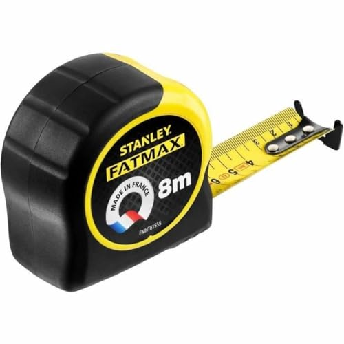 STANLEY FMHT81555-0 mètre mesureur - Gamme FATMAX - Fabriqués en France - Revêtement Blade Armor - Ruban Résistant et Épais - Boitier Abs Bi matière - Amortisseur de Chocs