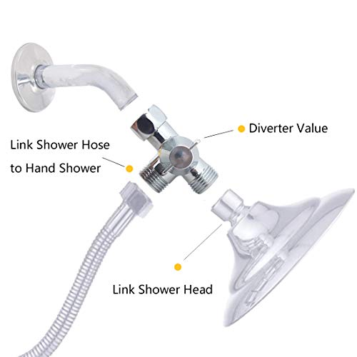 Shower Arm Diverter Valve for Hand Held Showerhead and Fixed Spray Head G1/2 3 Way Universal Bathroom Shower System Component Replacement.