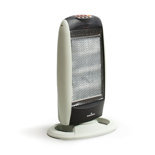 THE SECRET HOME - Estufa Halógena de 400/800/1200W - Portátil, Bajo Consumo, Seguridad Anti-Vuelco - 4 Potencias - Calor Instantáneo - Ideal para Baño y Hogar - 33x23x51 cm