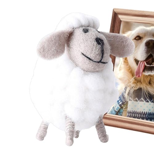Imagen de Oveja De Fieltro De Lana Figura De Cordero Decorativa De Fielro De Lana